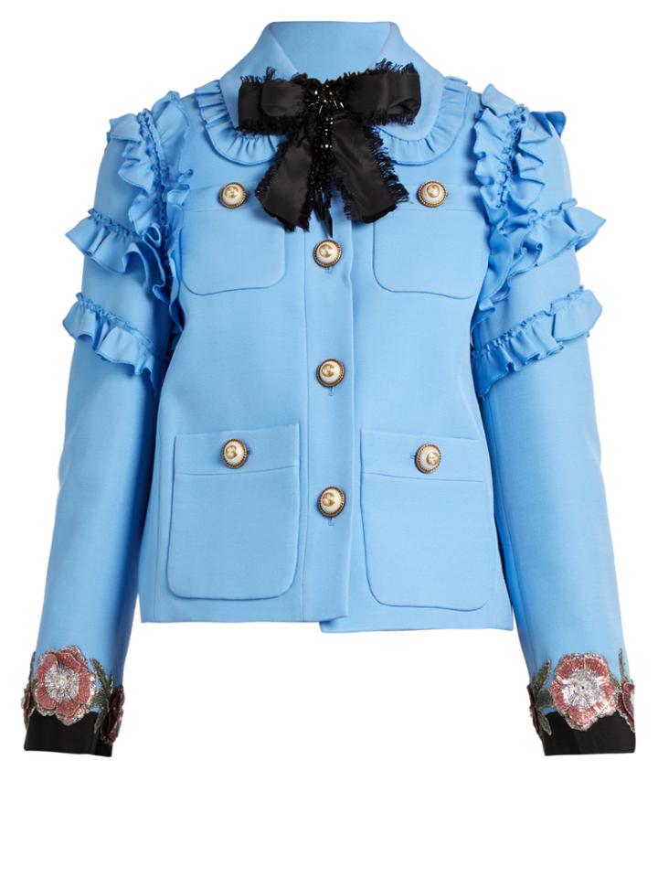 Gucci Ruffle-trimmed Cotton-blend Cady Jacket
