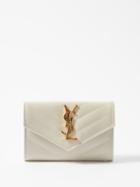 Saint Laurent - Ysl-logo Quilted Leather Wallet - Womens - White