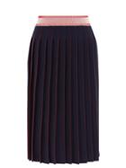 Falke - Pleated Cotton-blend Midi Skirt - Womens - Navy Red