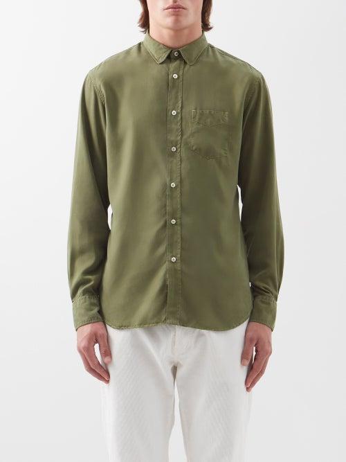 Officine Gnrale - Lipp Patch-pocket Tencel-twill Shirt - Mens - Green