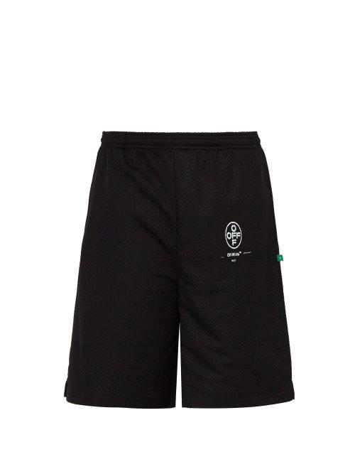 Matchesfashion.com Off-white - Spray Paint Logo Mid Rise Shorts - Mens - Black