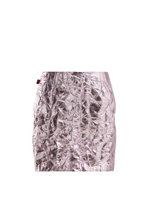 Matchesfashion.com Sies Marjan - Desiree Crinkled Metallic Mini Skirt - Womens - Pink