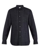 Matchesfashion.com Brioni - Single Cuff Striped Linen Shirt - Mens - Navy