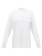 Matchesfashion.com Martine Rose - Logo High-neck Long-sleeved Cotton T-shirt - Womens - White