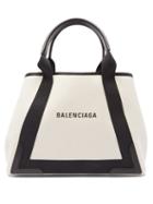 Balenciaga - Cabas Logo-print Leather-trim Canvas Tote Bag - Womens - Black Cream