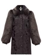 Matchesfashion.com Shrimps - Zane Balloon-sleeve Faux-fur Coat - Womens - Black