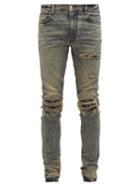 Matchesfashion.com Amiri - Mx1 Bandana Patch Slim Leg Jeans - Mens - Blue
