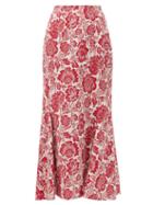 Matchesfashion.com Erdem - Ivetta Floral-jacquard Midi Skirt - Womens - Red White