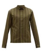 Matchesfashion.com Haider Ackermann - Regency-striped Cotton-blend Shirt - Mens - Khaki Multi