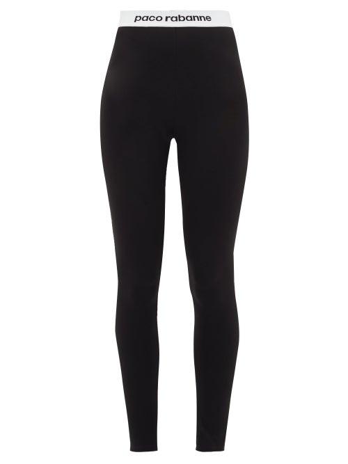 Matchesfashion.com Paco Rabanne - Logo-hem Jersey Stirrup Leggings - Womens - Black
