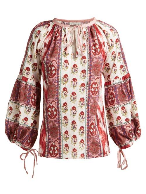 Matchesfashion.com D'ascoli - Creole Cotton Blouse - Womens - Red Print