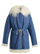 Matchesfashion.com Calvin Klein 205w39nyc - Reversible Cotton And Shearling Parka - Womens - Blue White