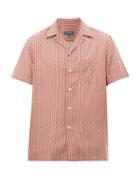 Matchesfashion.com Frescobol Carioca - Cube Isometric-print Cuban Collar Shirt - Mens - Burgundy Multi