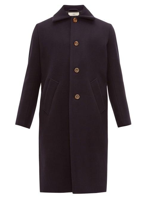 Matchesfashion.com Sfr - Ian Long Line Wool Blend Overcoat - Mens - Navy