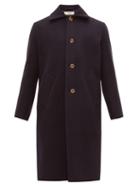 Matchesfashion.com Sfr - Ian Long Line Wool Blend Overcoat - Mens - Navy
