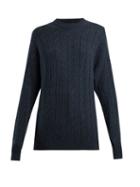 Matchesfashion.com Connolly - Clarke Cable Knit Cashmere Sweater - Womens - Blue