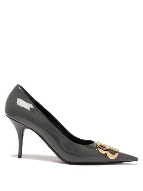 Matchesfashion.com Balenciaga - Bb Patent Leather Pumps - Womens - Grey
