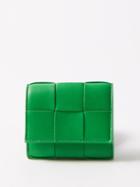 Bottega Veneta - Cassette Intrecciato-leather Trifold Wallet - Womens - Green