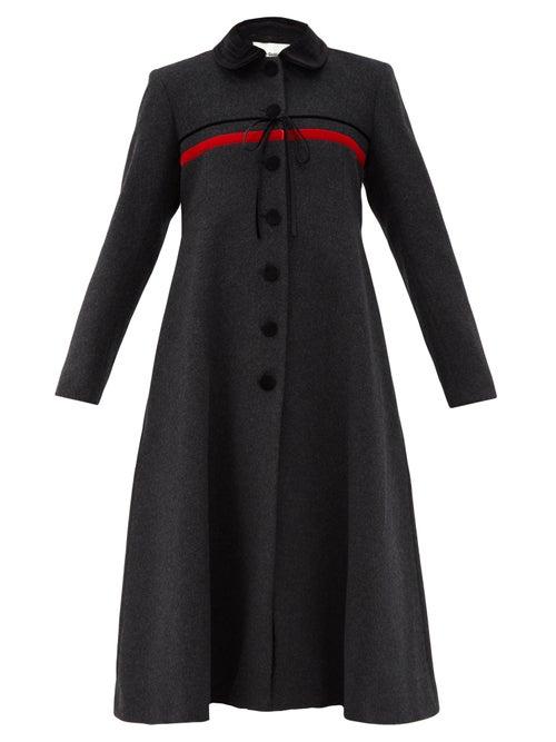 Matchesfashion.com Molly Goddard - Margot Ribbon-trimmed Wool-blend Coat - Womens - Grey