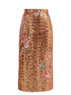 Matchesfashion.com Erdem - Sacha Sequined Skirt - Womens - Pink Multi