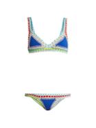 Matchesfashion.com Kiini - Tuesday Crochet Trimmed Triangle Bikini - Womens - Blue Multi