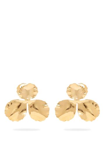 Elise Tsikis Pensees Gold-plated Flower Earrings