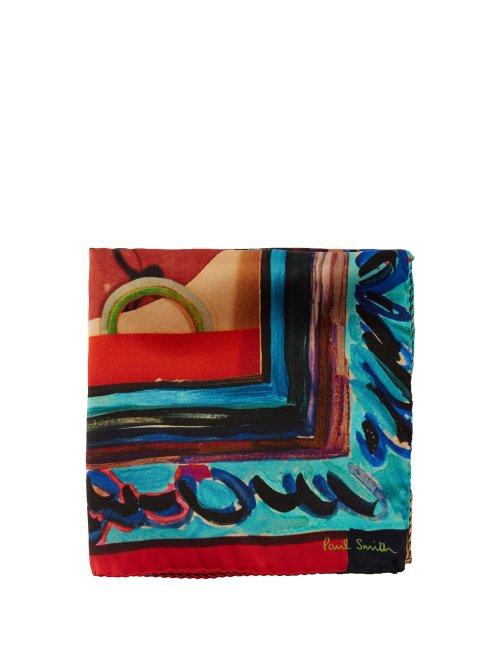 Matchesfashion.com Paul Smith - Artistic Cardboard Print Silk Pocket Square - Mens - Multi