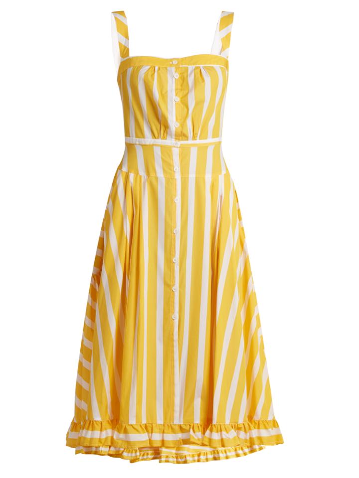 Thierry Colson Rossana Striped Ruffled-hem Cotton Dress