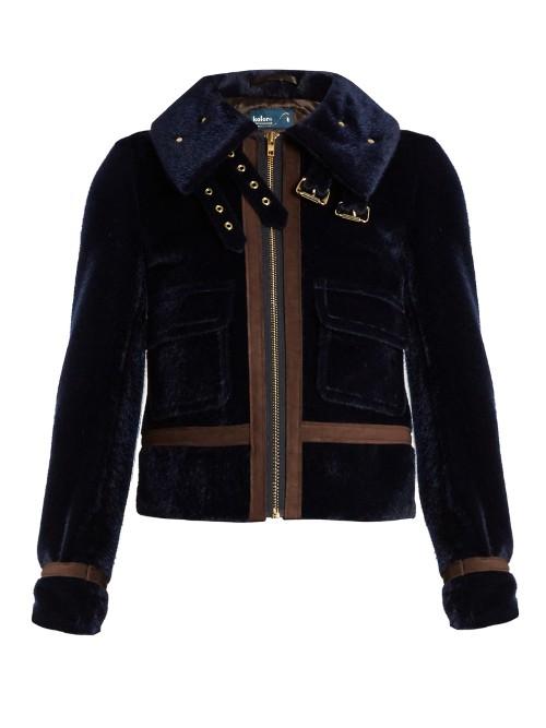 Kolor Cropped Faux-fur Biker Jacket