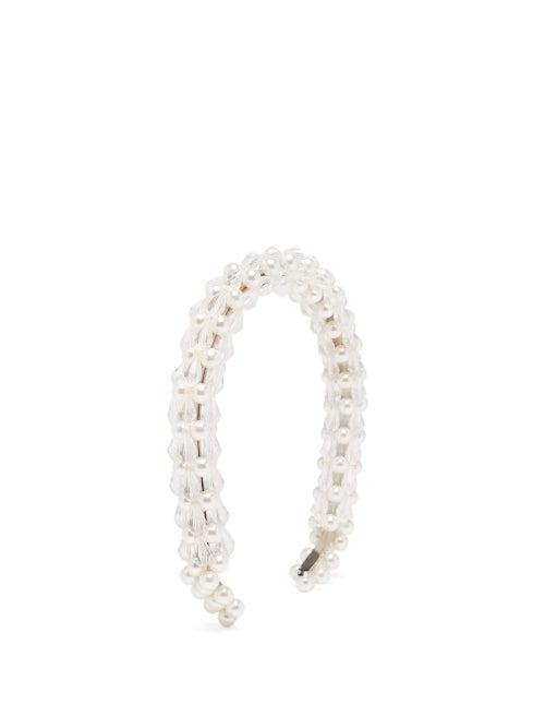 Matchesfashion.com Shrimps - Shelly Bead And Faux Pearl Headband - Womens - White