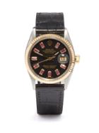Lizzie Mandler - Vintage Rolex Datejust 35mm Ruby & Gold Watch - Womens - Black