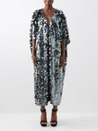 Fil De Vie - Tove Sequinned V-neck Kaftan Dress - Womens - Silver