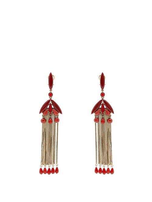 Matchesfashion.com Etro - Bead Embellished Drop Earrings - Womens - Red
