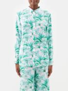 Melissa Odabash - Millie Palm-print Twill Shirt - Womens - Green Print