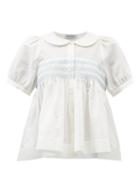 Molly Goddard - Iwona Embroidered Smocked Cotton Blouse - Womens - White