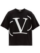 Matchesfashion.com Valentino - Deconstructed Go Logo Cotton T Shirt - Mens - Black