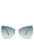 Matchesfashion.com Tom Ford Eyewear - Presley Rimless Cat Eye Sunglasses - Womens - Blue