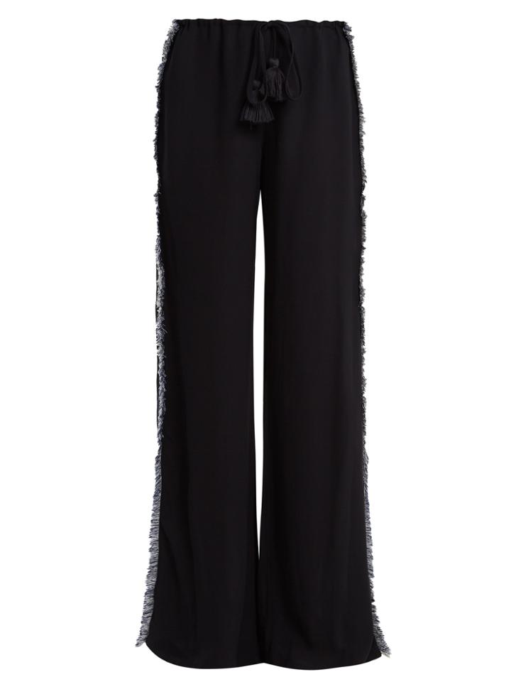Figue Simone Straight-leg Fringed Crepe Trousers