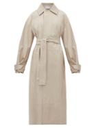 Matchesfashion.com Raey - Belted Leather Trench Coat - Womens - Light Grey
