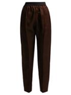 Matchesfashion.com Albus Lumen - Lujo High Rise Tapered Linen Trousers - Womens - Dark Brown