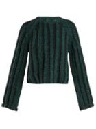 Matchesfashion.com Mm6 Maison Margiela - Cropped Ribbed Knit Wool Sweater - Womens - Black Green