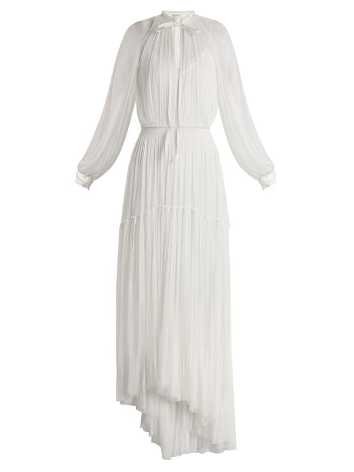 Amanda Wakeley Deep V-neck Gathered Silk-tulle Gown