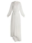 Amanda Wakeley Deep V-neck Gathered Silk-tulle Gown
