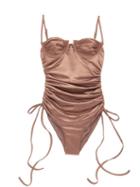 Matchesfashion.com Isa Boulder - Nina Underwired Ruched Swimsuit - Womens - Brown