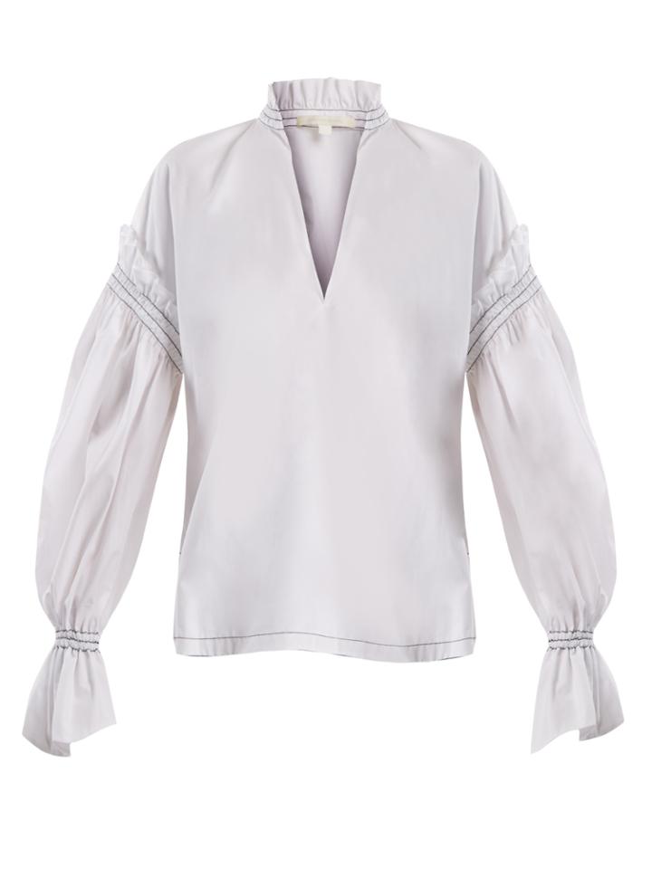 Jonathan Simkhai Ruffled-collar Cotton-poplin Blouse