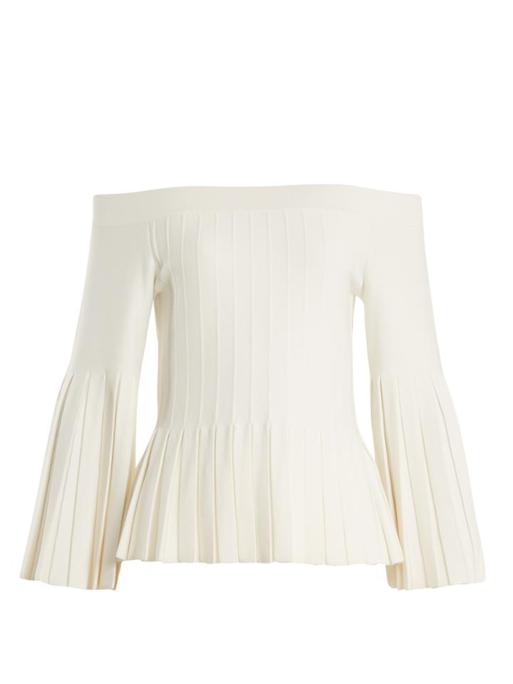 Jonathan Simkhai Off-the-shoulder Pleated Knit Top