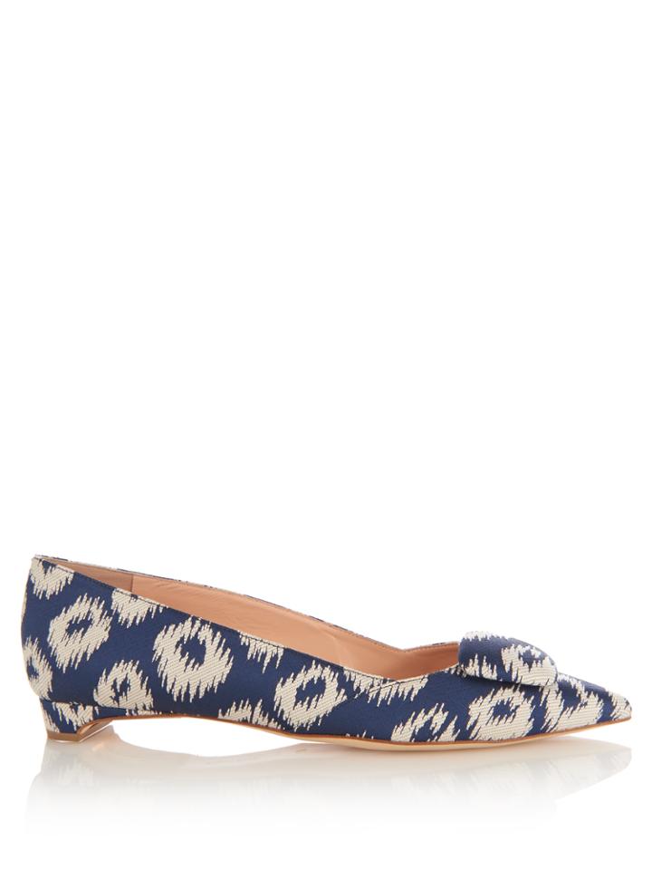 Rupert Sanderson Aga Point-toe Ikat-jacquard Flats
