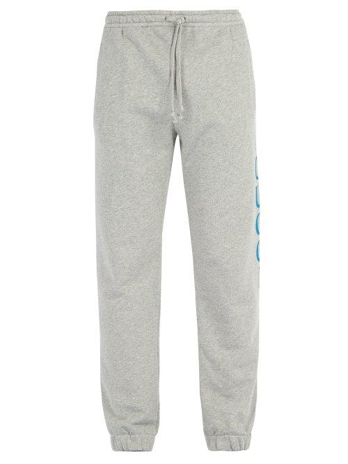 Matchesfashion.com Gucci - Logo Print Cotton Track Pants - Mens - Grey