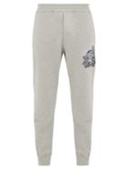 Matchesfashion.com Alexander Mcqueen - Skull-embroidered Cotton-jersey Track Pants - Mens - Light Grey