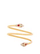 Matchesfashion.com Gucci - Wraparound Crystal-embellished Snake Cuff - Womens - Red Gold